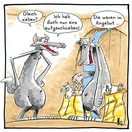 Cartoon 013, Wolf, sieben Gei&szLig;lein, Sonderangebot