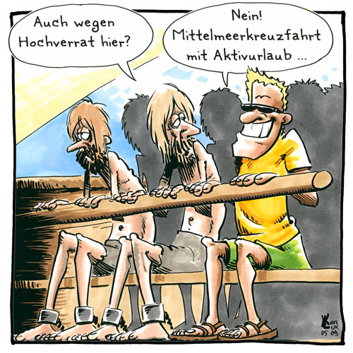 Cartoon 018, Mittelmeer, Galeere, Kreuzfahrt