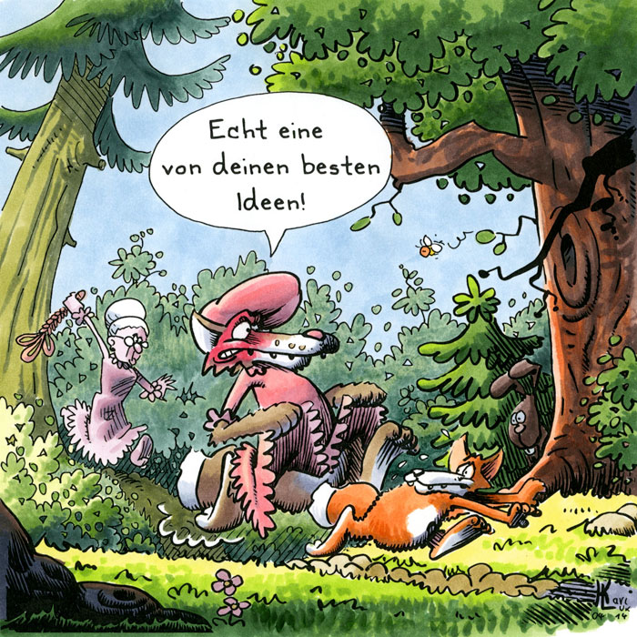 Cartoon 051, Wolf, Fuchs, Groß.mutter