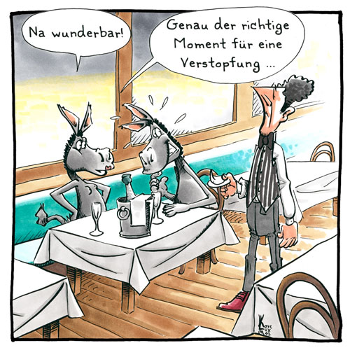Cartoon 077, Goldesel, Rechnung