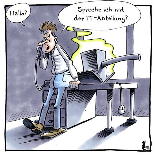 Cartoon 092, Computerprobleme, IT-Abteilung