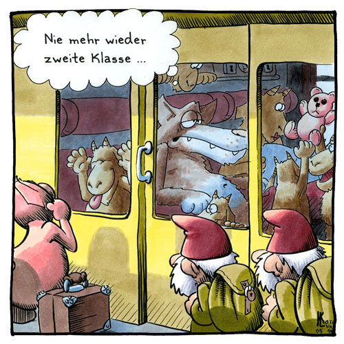 Cartoon 099, Wolf, sieben Geißlein, drei kleine Schweinchen, sieben Zwerge
