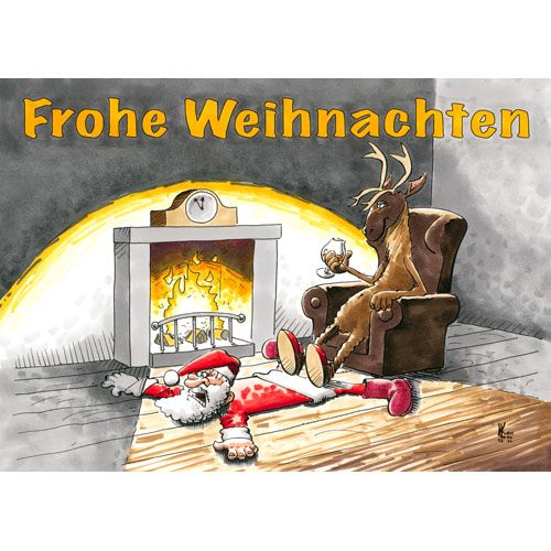 Weihnachten, Rentier, Weihnachtsmann, Kamin